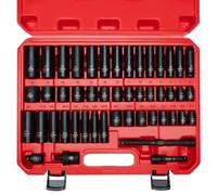 AMM Set di bussole a percussione da 3/8", 48 pezzi standard SAE e dimensioni metriche, 5/16 a 3/4" e 8-22 mm, barra di estensione per unità da 3" e 6", giunto universale a impatto da 3/8" a 1/2"