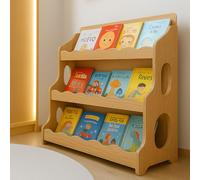 AMMEHOELA Libreria Montessori per bambini, in legno, design olandese, 3 ripiani, smerlato, motivo legno di acero naturale