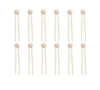 Ammei Headpiece Set di 12 forcine per capelli da sposa in cristallo con strass per spose e damigelle d'onore (oro)