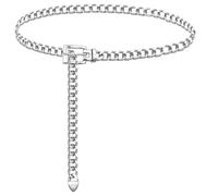 Ammiko Cintura a catena in vita per le donne Fashion Body Belly Link Belt Ring Metal Chain Cinture per Jeans Vestito Lega Ladies, Fibbia Argento, Fit for Waist up to 36 Inches