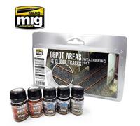 Ammo Mig 7470 - Ferrovia Depot Aree Melma & Pista Sgrondo Set 5 Colori T48P