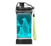 Ammonite Borraccia a forma di pinguino, con luce LED 3D incandescente, in Tritan da 400 ml, senza BPA, idea regalo creativa per scuola, bambino, vacanza, campeggio, picnic