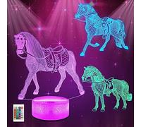 Ammonite Luce notturna a forma di cavallo, lampada 3D a forma di cavallo (3 modelli) con telecomando, 16 colori cangianti, decorazione per la stanza come regalo di Natale e compleanno per adolescenti