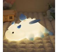 Ammonite Luce notturna a forma di drago, graziosa lampada a forma di drago con 8 luci colorate, in morbido silicone per bambini, luce notturna a LED, luce tattile, decorazione per la camera dei