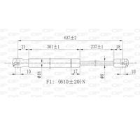 Ammortizatore pneumatico, Cofano bagagli /vano carico OPEN PARTS 637mm -