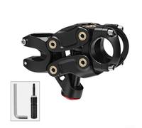 Ammortizzatore ad aria in lega a 5 maglie da 20 mm, da viaggio, regolabile da 31,8 mm a 28,6 mm, per mountain bike, fuoristrada, manubrio della bici, nero e argento, lunghezza 90 mm (nero)
