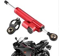 Ammortizzatore di sterzo per motociclo, Stabilizzatore universale per ammortizzatore di sterzo in lega di alluminio per moto per la maggior parte delle moto, bici da strada(rosso + nero)