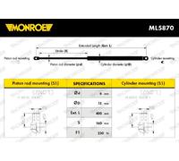 Ammortizzatore pneumatico, Cofano motore anteriore per LAND ROVER DISCOVERY RANG