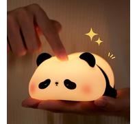 AmmToo Panda Luce Notturna Bambini, Lampada Notturna per Bambini, 3 Modalità di Luce, Lucina Notte Regolabile con Timer, Controllo Touch, Lampada Panda in Silicone, Ricaricabile Tramite USB (panda)