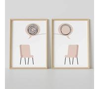 AmNooL Moderno Minimalista Astratto Wall Art Sedia Palloncini Olio su Tela Poster e Stampe Psicologo Terapia Decor Senza cornice-30x40cmX2