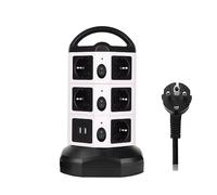 AMNOUR Ciabatta a Torre Verticale con Spina Europea con Prese 6/12/14 e amp; 4 Porte USB commutano Individualmente Il Cavo di prolunga Retrattile da 2 m (Color : 10 Outlets And 4 USB, Size : EU Plug)