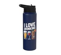 Amo Bere Birra Vino Cocktail Divertimento Stainless Steel Insulated Water Bottle