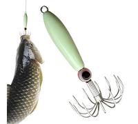 Amo da Fluorescente - Ami a Cannuccia | Amo da Polpo Luminescente a Lunga Durata | Totanara Fluorescente per Calamari, Ami a Forma di Gambero in Legno Esci da Mare con 12 Aghi Metallici Anti-