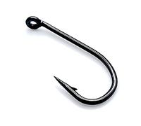Amo da pesca 50 pezzi per pesca a mosca a secco gancio standard ninfa gancio da pesca finitura nera materiale per la pesca alla trota, accessori affilati per carpe, gancio circolare (colore: 4