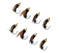 Amo da pesca a mosca, 8 pezzi, esche per trota | Stonefly a forma di ninfa, azione realistica dell'esca, attira le trote per il temolo dei branzini, 8 pezzi per scatola