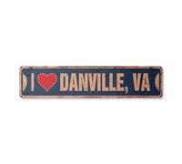 AMO DANVILLE, VIRGINIA, cartello stradale d'epoca, città della Virginia, stato degli Stati Uniti, muro, strada, rustico