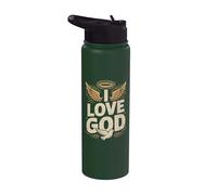 Amo Dio con le ali e la colomba Stainless Steel Insulated Water Bottle