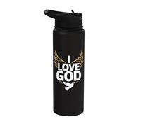 Amo Dio, devozione spirituale, ali, colomba Stainless Steel Insulated Water Bottle