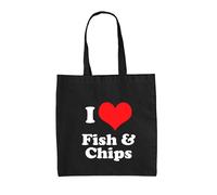 Amo Fish & Chips - Borsa In Tela - Cibo Da Asporto Con Patatine E Merluzzo