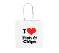 Amo Fish & Chips - Borsa In Tela - Cibo Da Asporto Con Patatine E Merluzzo