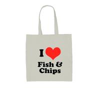 Amo Fish & Chips - Borsa In Tela - Cibo Da Asporto Con Patatine E Merluzzo