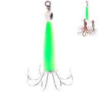 Amo Fluorescente per Calamari Occhi, Forma Realistica e Visibilità | Design Luminescente Verde Chiaro, Struttura Resistente alla Corrosione, per Pesca Dalla Riva e Acque Interne