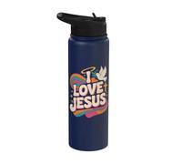Amo Gesù, cristiano, fedele e ispiratore Stainless Steel Insulated Water Bottle