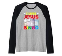 Amo Gesù E Bingo Player Divertente Gioco Maglia con Maniche Raglan