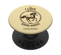 Amo Gesù e cavalcare cavalli Christian Equestrian Design PopSockets PopGrip Adesivo