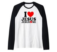 Amo Gesù Gesù Mi AMA Cristiano Fede Chiesa Gesù Maglia con Maniche Raglan