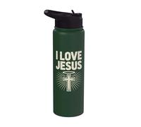 Amo Gesù Halo Cross Devotion Fedele Stainless Steel Insulated Water Bottle