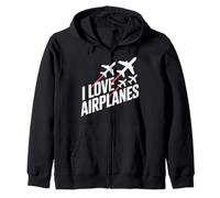 Amo Gli aeroplani Aviazione Passione Arte Felpa con Cappuccio
