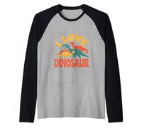 Amo Gli Amanti della preistoria dei Dinosauri Maglia con Maniche Raglan