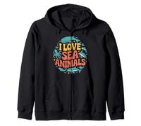 Amo Gli Animali marini Appassionati di Vita Marina Felpa con Cappuccio