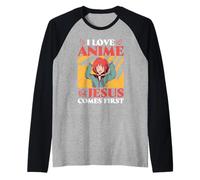 Amo gli anime ma Gesù viene prima Maglia con Maniche Raglan