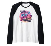 Amo Gli Anni '90 e '90 Kid Cassette Tapes Meme 90's Style Maglia con Maniche Raglan
