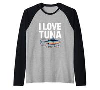 Amo Gli Appassionati di tonno e Amanti della Vita Marina Maglia con Maniche Raglan