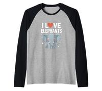 Amo gli elefanti Simpatici amanti degli animali Maglia con Maniche Raglan