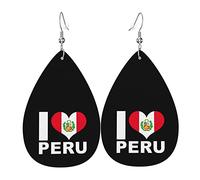 Amo gli orecchini in pelle a forma di cuore del Perù per le donne Ciondola il pendente dell'orecchino con i regali del gancio per la ragazza adulta