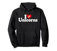 Amo Gli UNICORNI A Forma di Cuore Felpa con Cappuccio