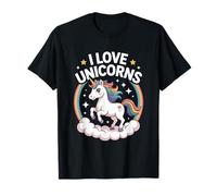 Amo gli unicorni, graziose stelle magiche arcobaleno Maglietta