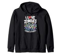 Amo Gli Zombi con i Personaggi dei Cartoni Animati Felpa con Cappuccio