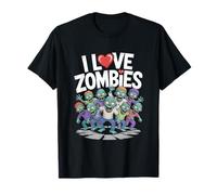 Amo Gli Zombi con i Personaggi dei Cartoni Animati Maglietta