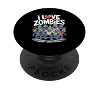 Amo gli zombi con i personaggi dei cartoni animati PopSockets PopGrip Adesivo