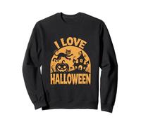 Amo Halloween Cat Pumpkin Haunted House Felpa