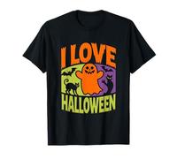 Amo Halloween Ghostly Cats Bats Fun Maglietta