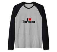 Amo Heart Portland Oregon Maine Maglia con Maniche Raglan