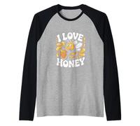 Amo Honey Cute Bee Entusiast Art Maglia con Maniche Raglan