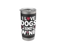 Amo i cani e il vino Bicchiere termico in acciaio inox doppia parete