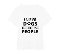 Amo i Cani più delle Persone i Love Dogs More Than People Maglietta, Donna Plus-Size, Bianco, 5X